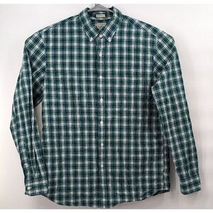 J Crew Men's L Slim Long Sleeve Summer Lightweigt Button Front Shirt Large Plaid